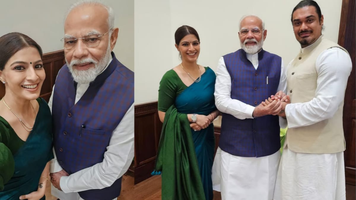 Varalakshmi Sarathkumar invites Modi for marriage; Pictures go viral