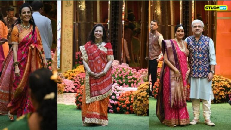 The three in-laws of Nita Ambani stole the show; they all had distinct designs of sarees and looked better than each other.