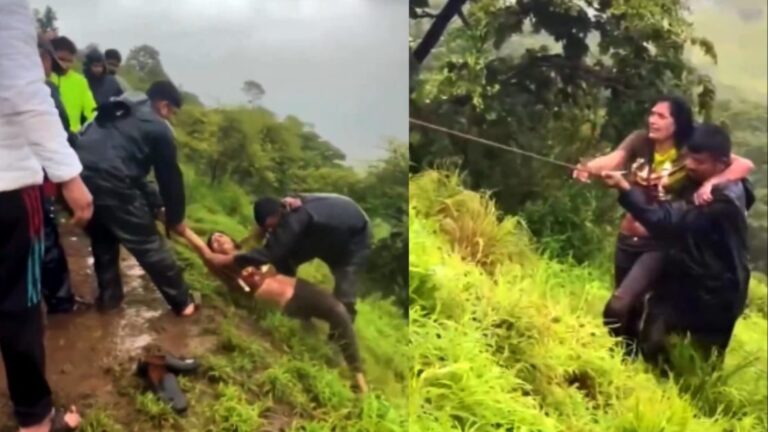 Viral Pune girl  selfie  video; Pune  girl descends 100 feet at  Born Ghat, Maharashtra